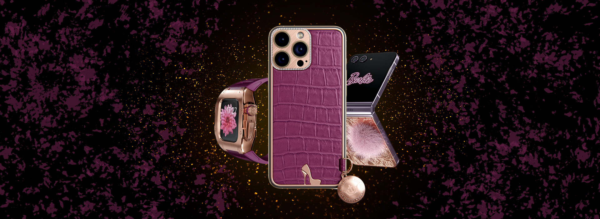 Caviar presents iPhone 15 and Samsung Z Flip 5 in Barbiecore style