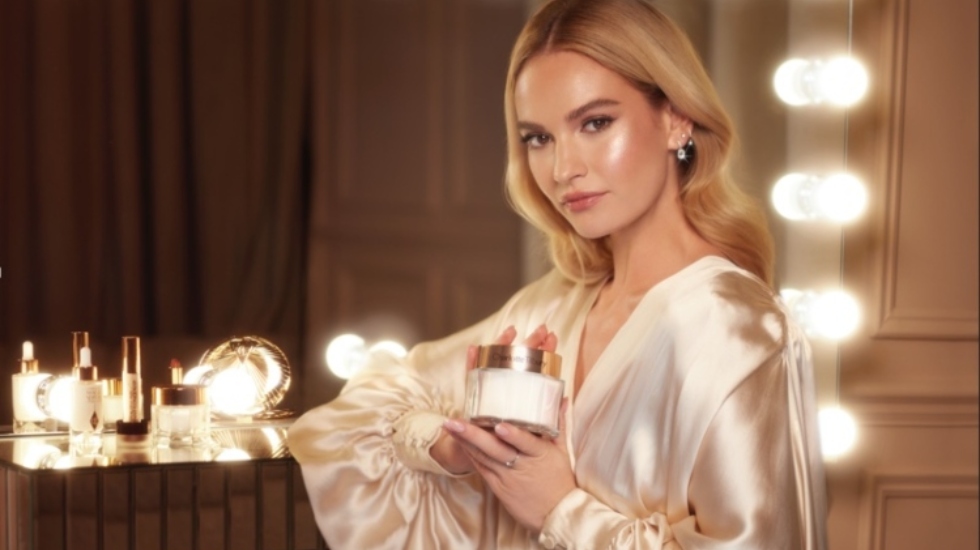 Lily James in the new Charlotte Tilbury "magic cream" campaign